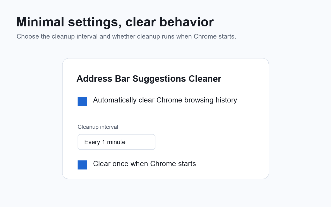Extension options page showing cleanup interval settings